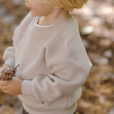 Teddy Fleece Dropped Shoulder Sweatshirt - Stone