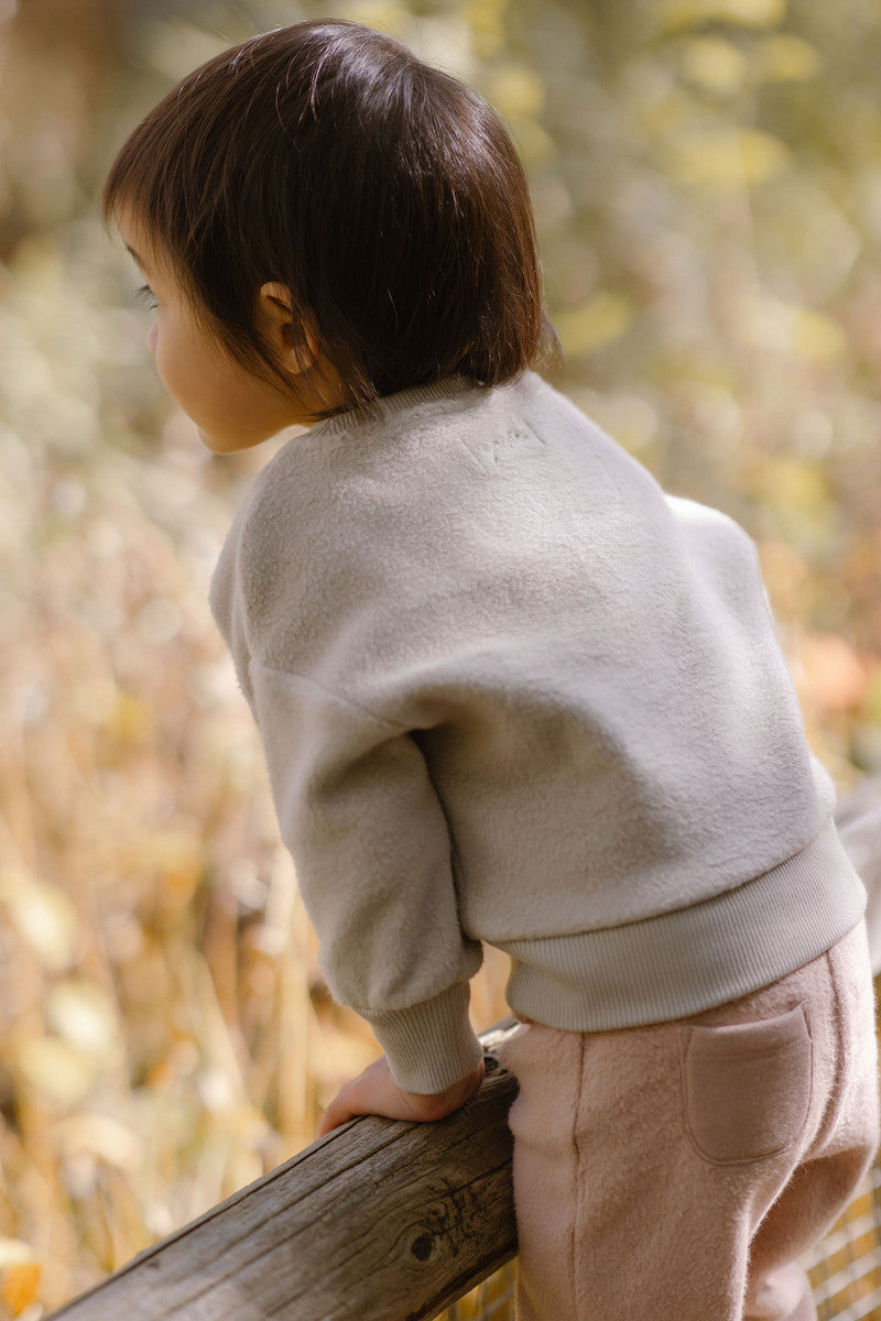 Teddy Fleece Dropped Shoulder Sweatshirt - Stone