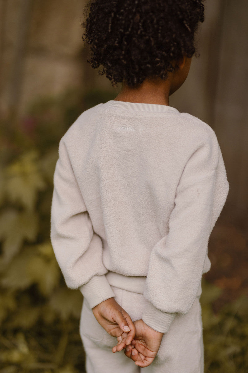 Teddy Fleece Dropped Shoulder Sweatshirt - Stone