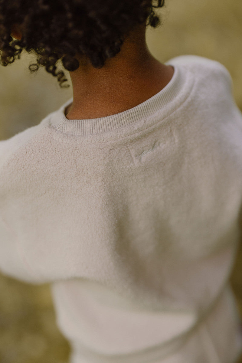 Teddy Fleece Dropped Shoulder Sweatshirt - Stone