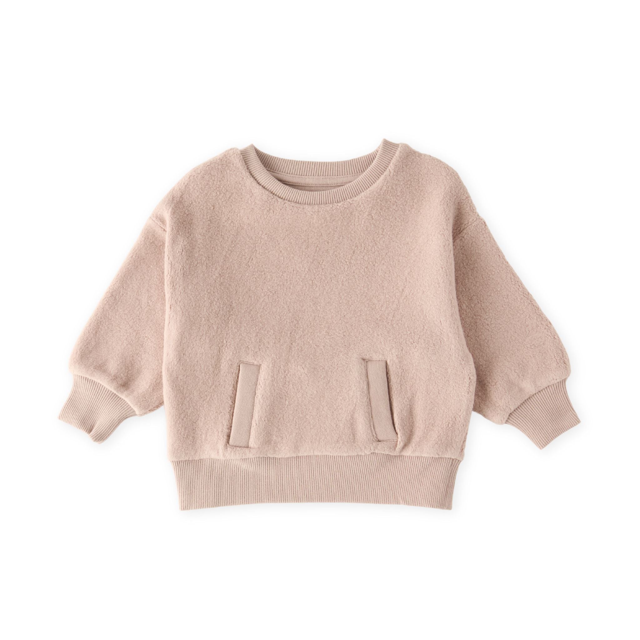 Teddy Fleece Dropped Shoulder Sweatshirt - Rose Pink