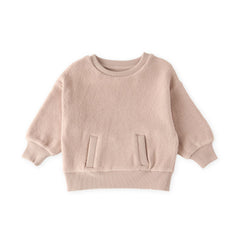 Teddy Fleece Dropped Shoulder Sweatshirt - Rose Pink