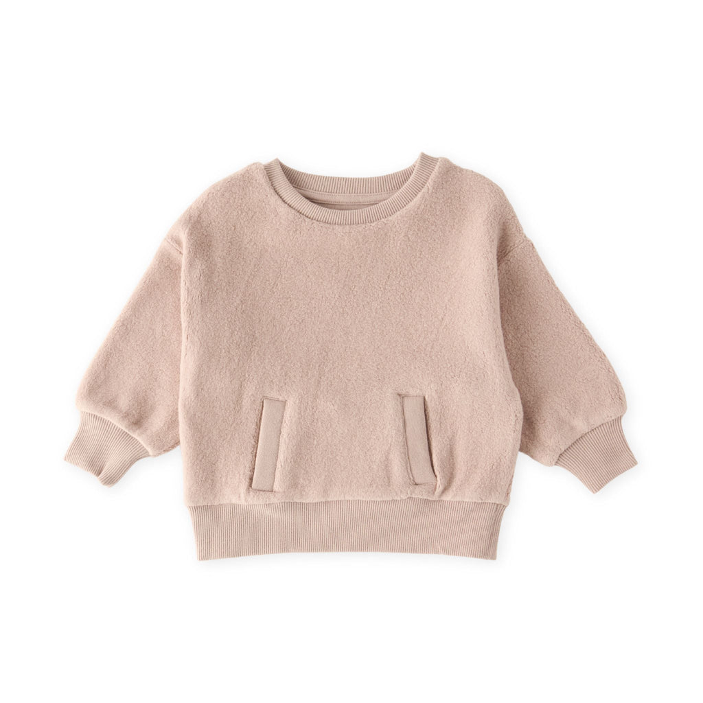 teddy fleece dropped shoulder sweatshirt rose pink in pinks pattern