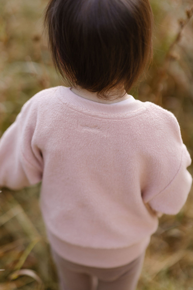 kids teddy fleece kids dropped shoulder sweatshirt rose pink