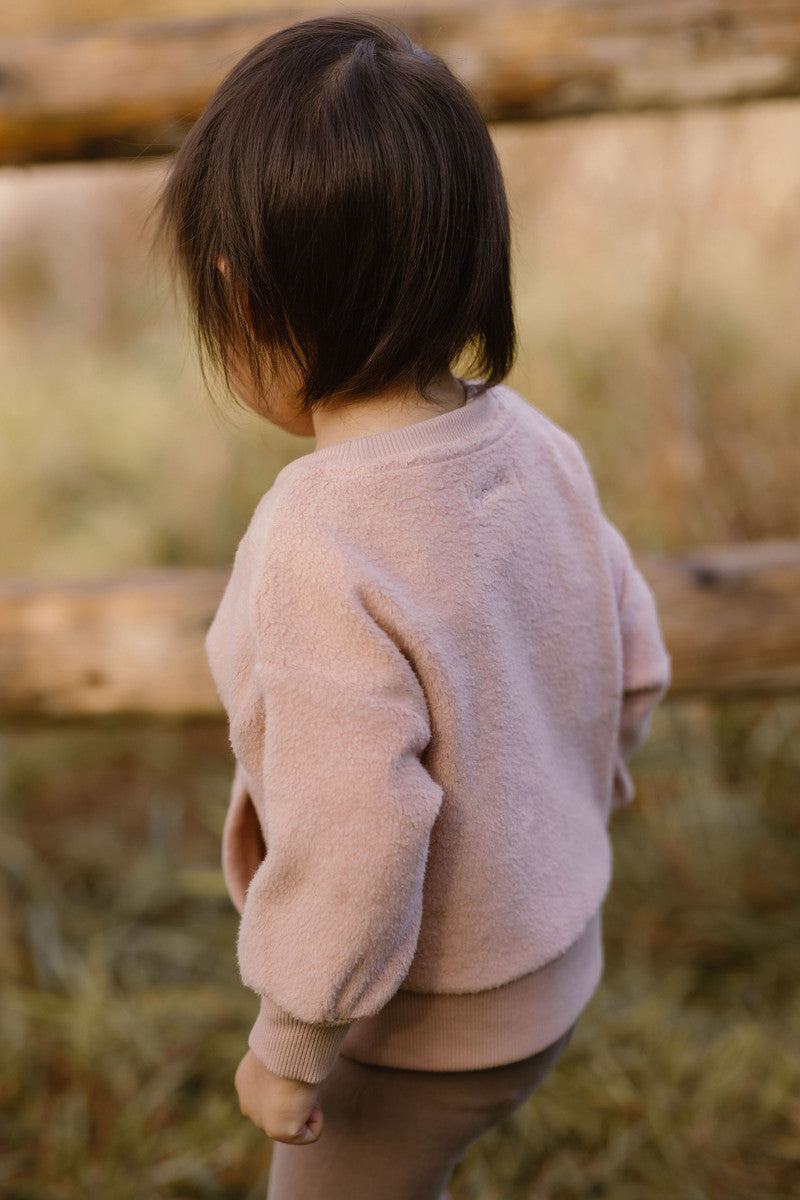 teddy fleece dropped shoulder sweatshirt rose pink