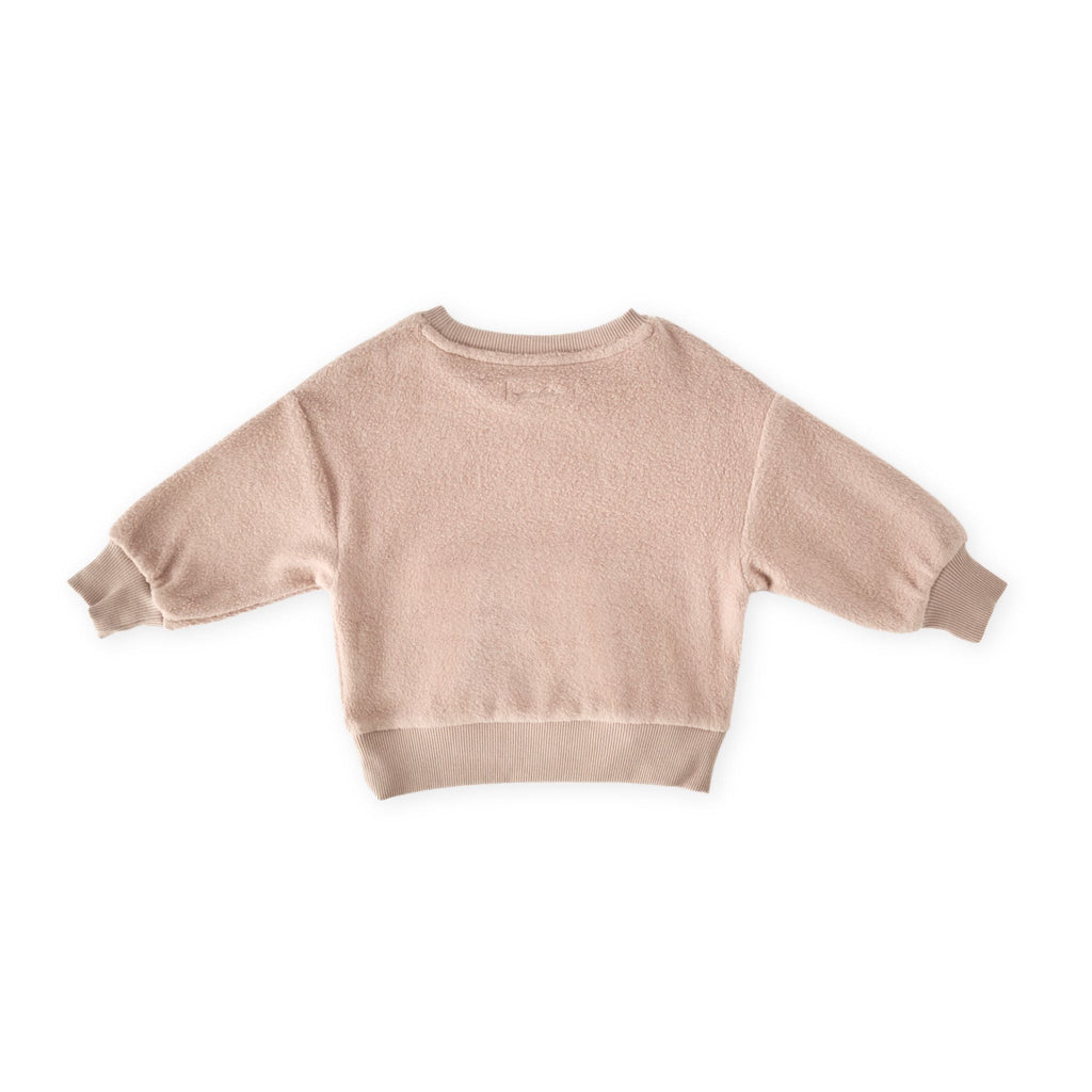 teddy fleece dropped shoulder sweatshirt rose pink