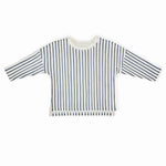 Dropped Shoulder Long Sleeve Top - Stripes Away Ink Blue