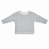 Dropped Shoulder Long Sleeve Top - Stripes Away Ink Blue