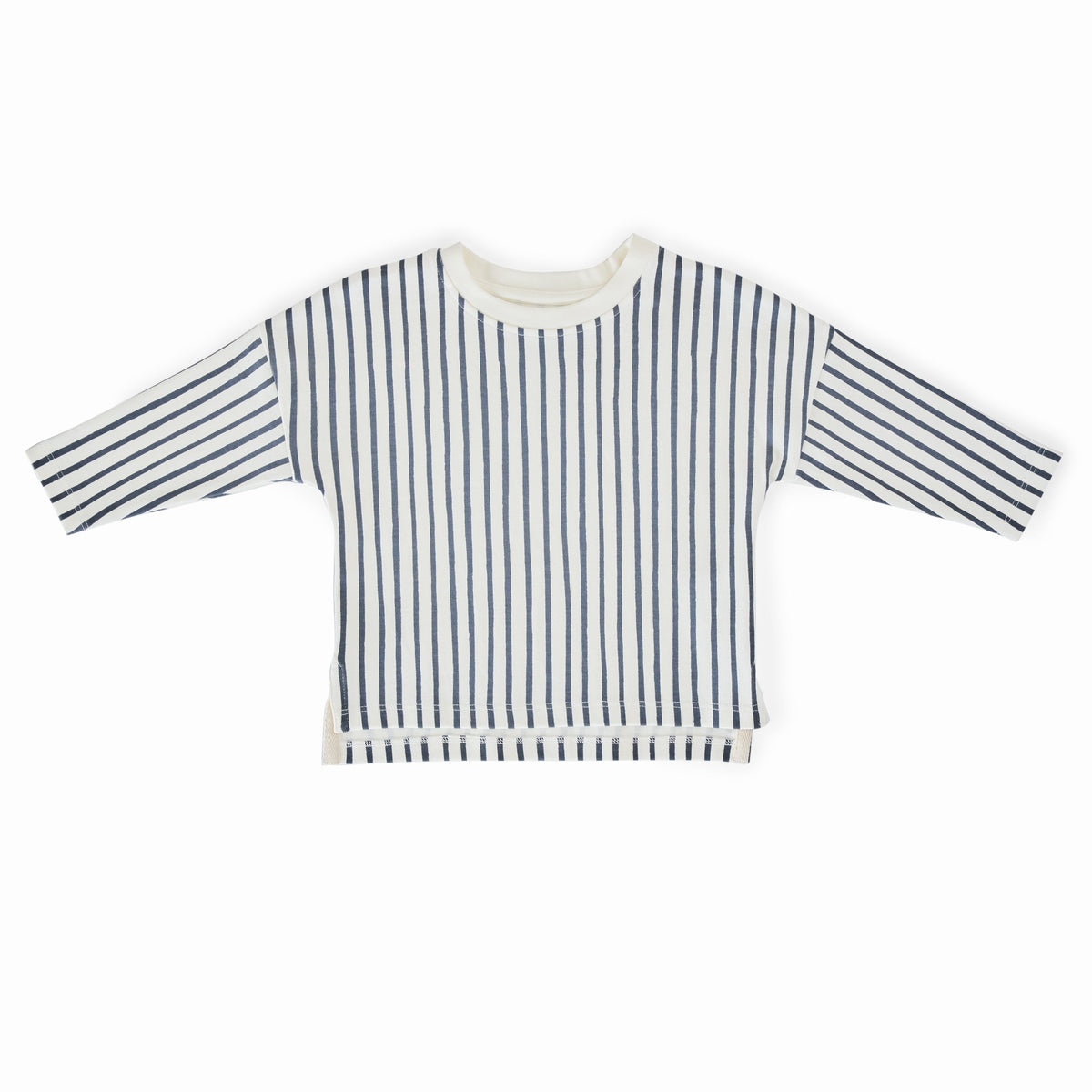 kids dropped shoulder long sleeve top stripes away ink blue in blues pattern