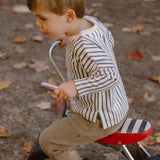 Dropped Shoulder Long Sleeve Top - Stripes Away Ink Blue