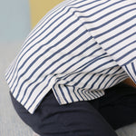 Dropped Shoulder Long Sleeve Top - Stripes Away Ink Blue