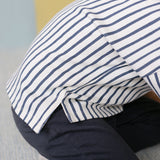 Dropped Shoulder Long Sleeve Top - Stripes Away Ink Blue