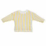 Dropped Shoulder Long Sleeve Top - Stripes Away Marigold