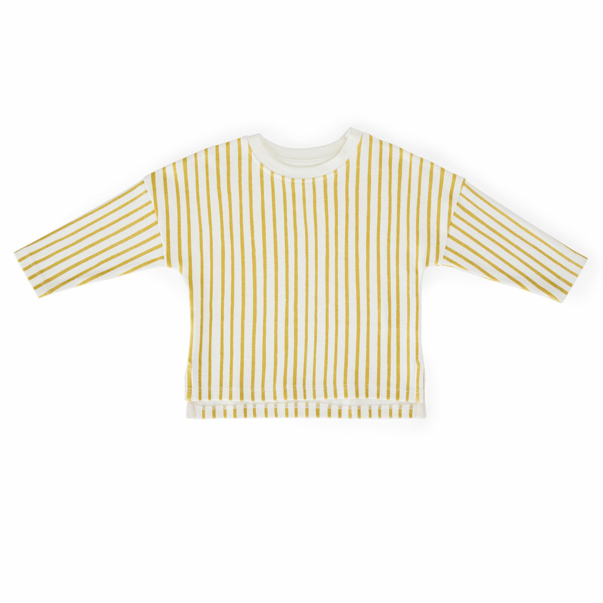 kids dropped shoulder long sleeve top stripes away marigold in yellows pattern