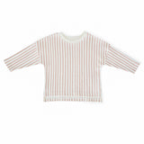 Dropped Shoulder Long Sleeve Top - Stripes Away Peony