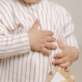 Dropped Shoulder Long Sleeve Top - Stripes Away Peony