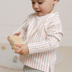 Dropped Shoulder Long Sleeve Top - Stripes Away Peony