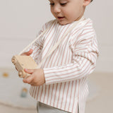 Dropped Shoulder Long Sleeve Top - Stripes Away Peony