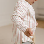 Dropped Shoulder Long Sleeve Top - Stripes Away Peony