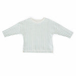 Dropped Shoulder Long Sleeve Top - Stripes Away Sea