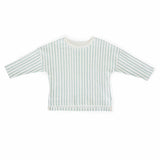 Dropped Shoulder Long Sleeve Top - Stripes Away Sea