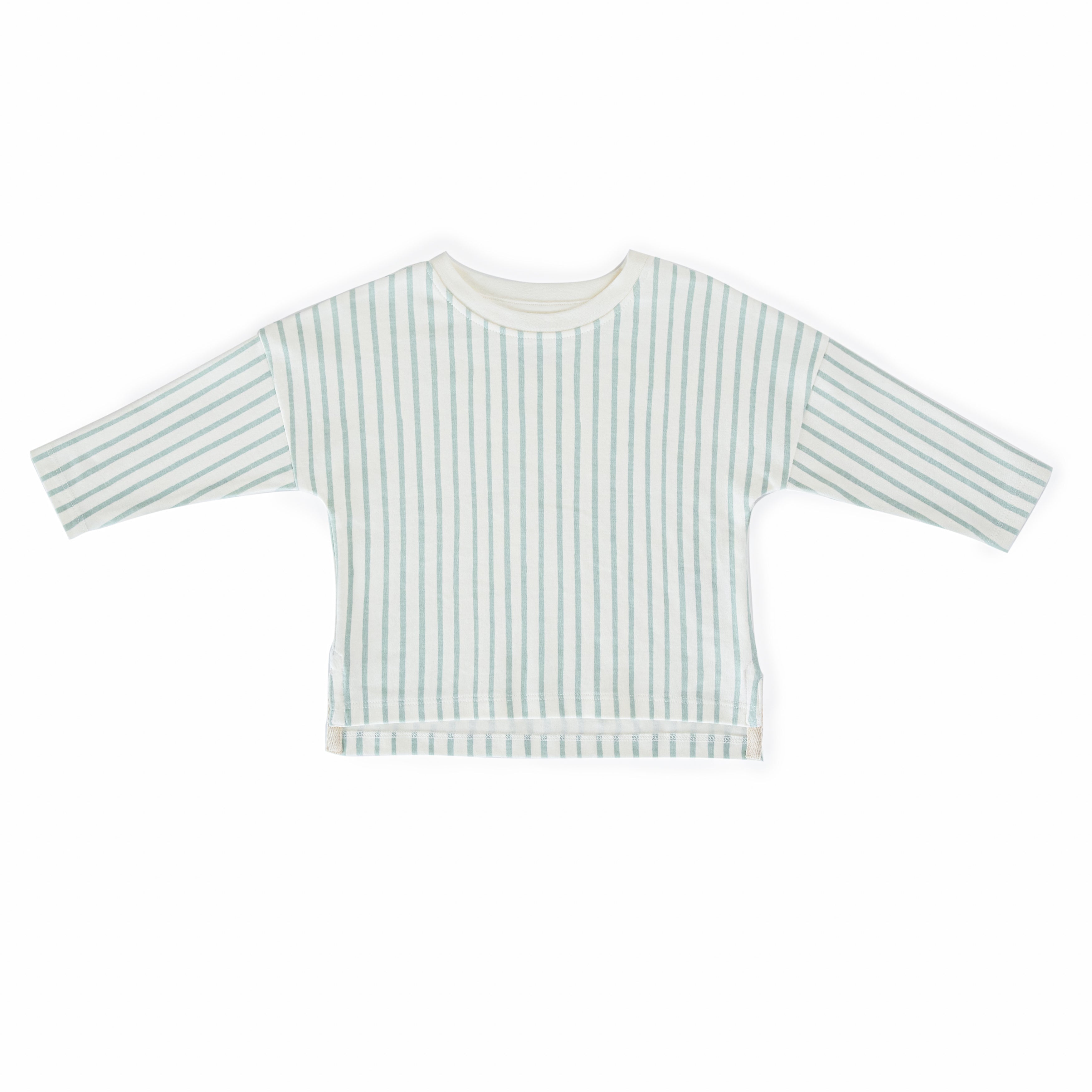 Dropped Shoulder Long Sleeve Top - Stripes Away Sea