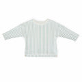 kids dropped shoulder long sleeve top stripes away sea in blues pattern