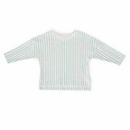 kids dropped shoulder long sleeve top stripes away sea in blues pattern