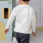 Dropped Shoulder Long Sleeve Top - Stripes Away Sea