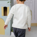 Dropped Shoulder Long Sleeve Top - Stripes Away Sea