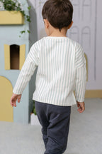 kids dropped shoulder long sleeve top stripes away sea
