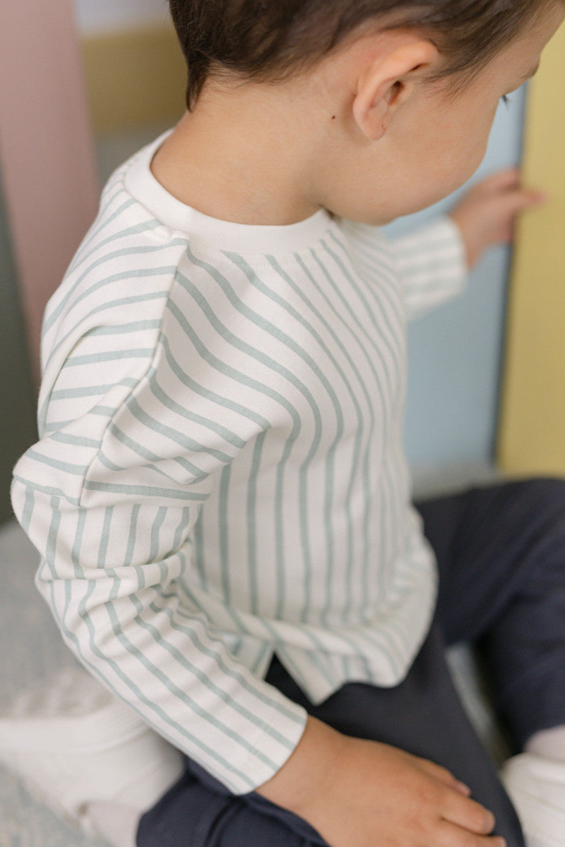 kids dropped shoulder long sleeve top stripes away sea