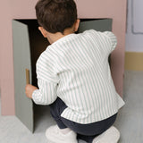 Dropped Shoulder Long Sleeve Top - Stripes Away Sea