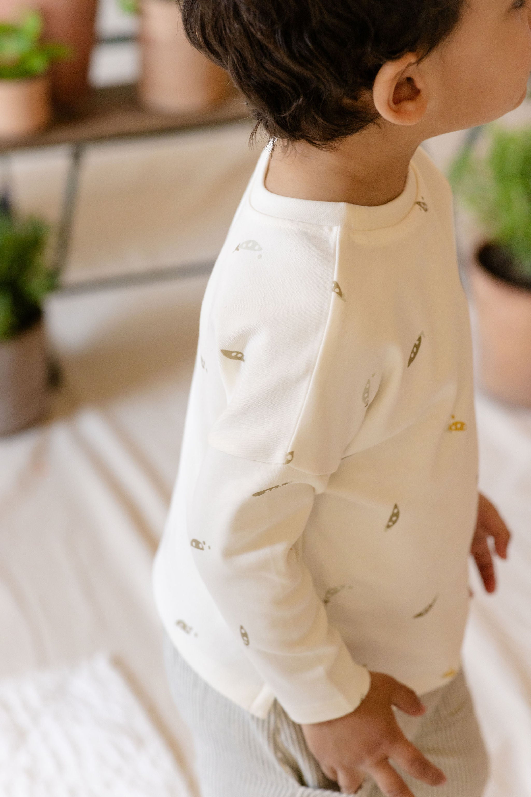 Dropped Shoulder Long Sleeve Top - Sweet Pea