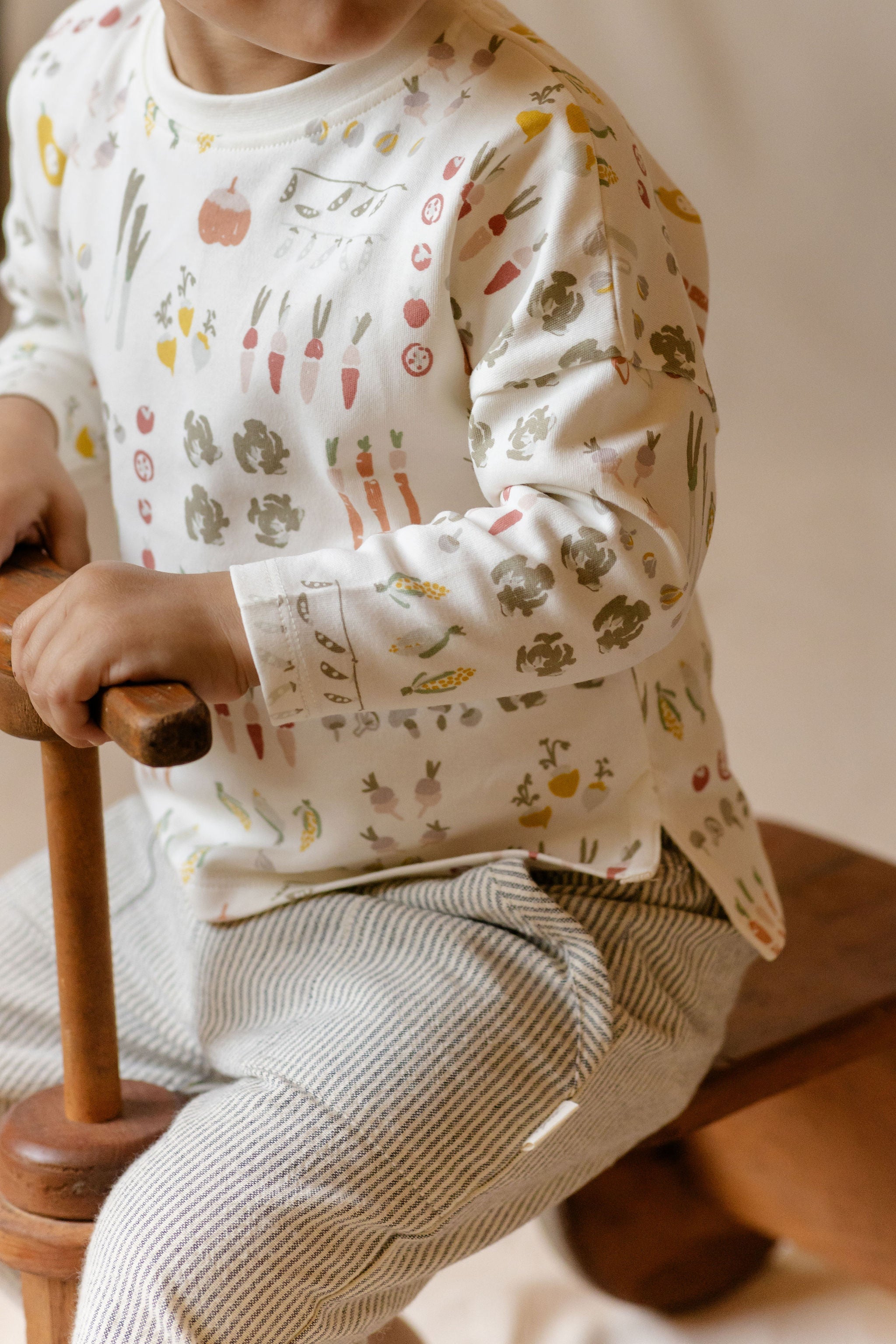 Dropped Shoulder Long Sleeve Top - Veggie Patch