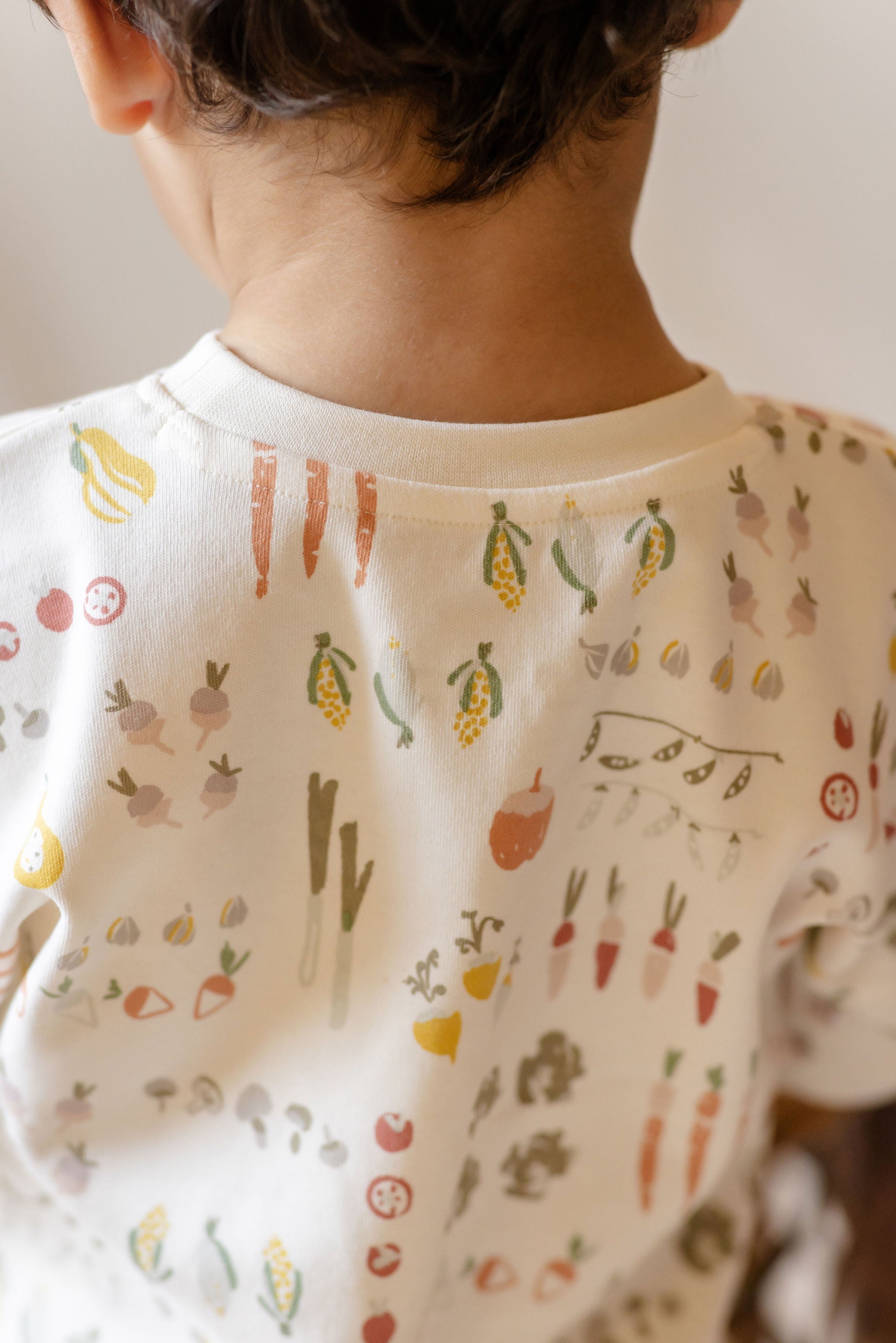 Dropped Shoulder Long Sleeve Top - Veggie Patch