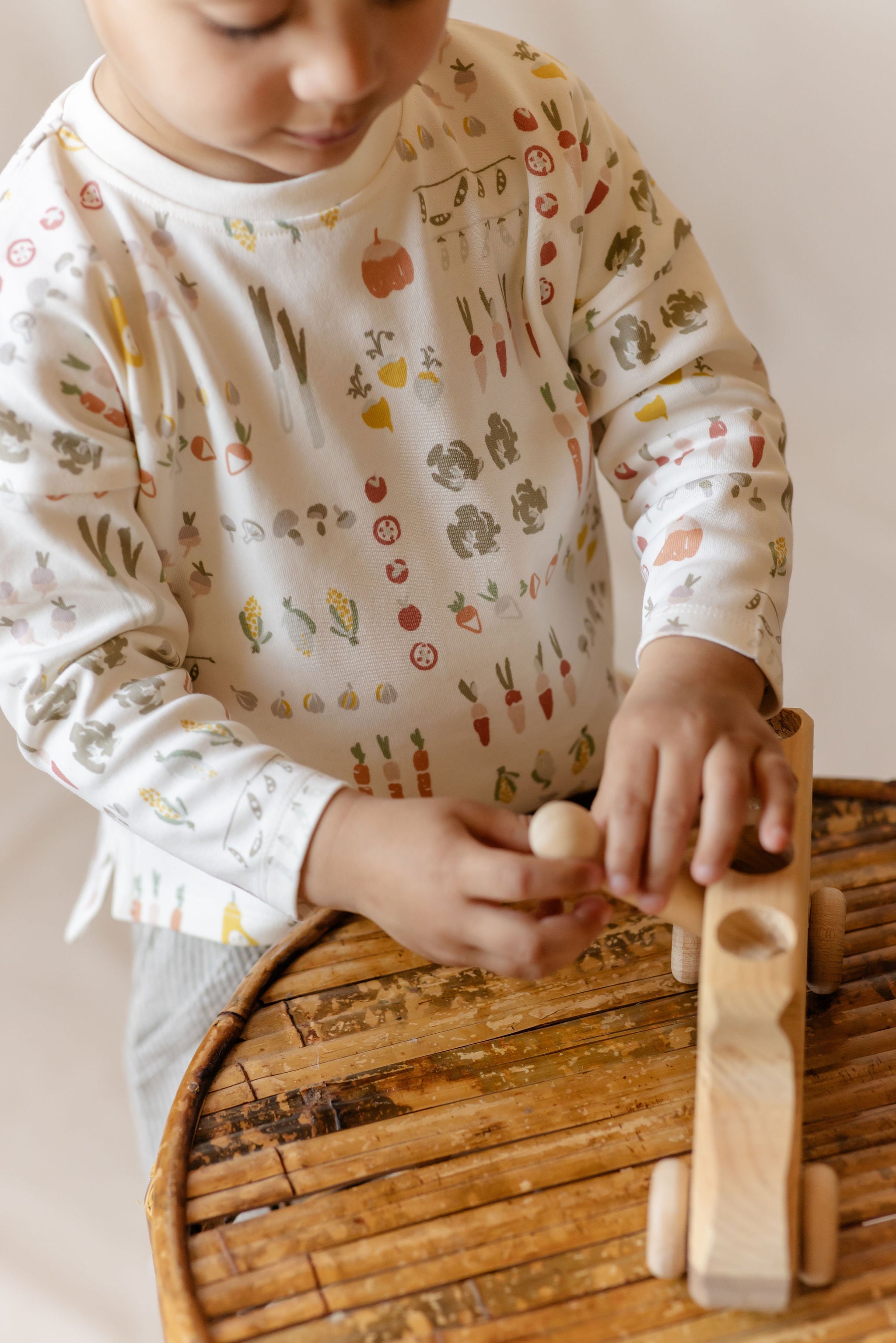 Dropped Shoulder Long Sleeve Top - Veggie Patch