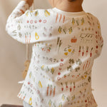 Dropped Shoulder Long Sleeve Top - Veggie Patch