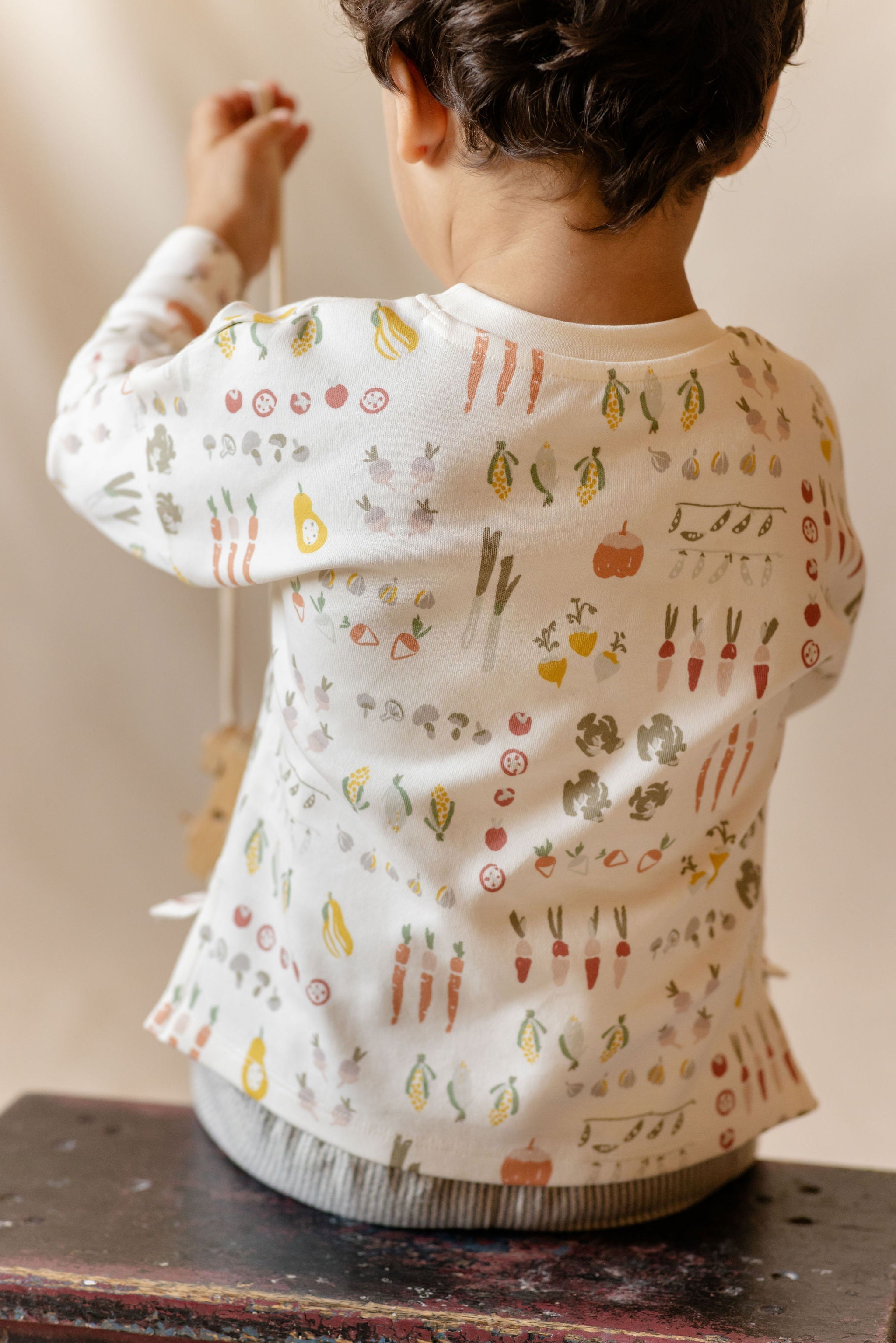 Dropped Shoulder Long Sleeve Top - Veggie Patch