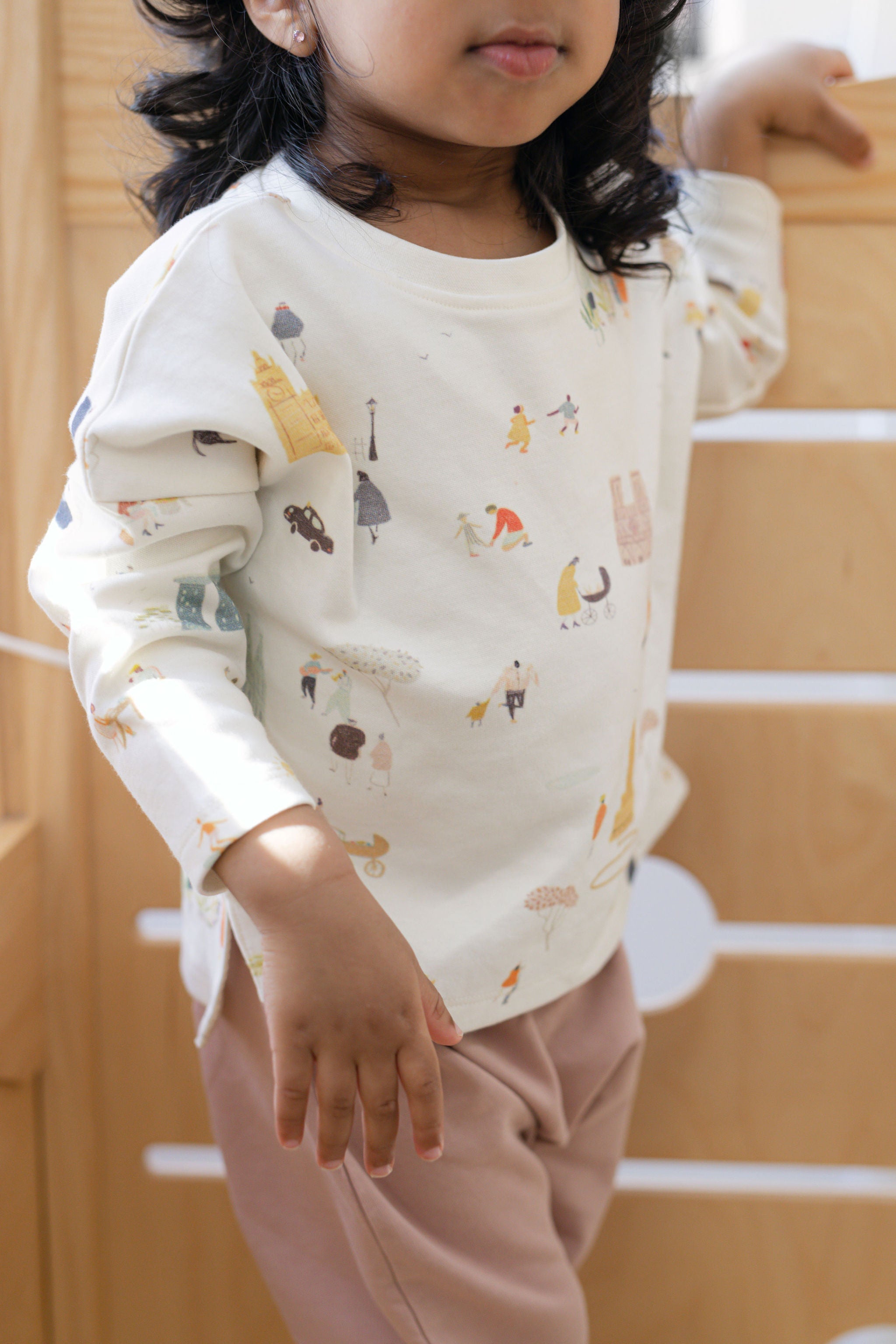 Dropped Shoulder Long Sleeve Top - Explore the World