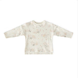 Dropped Shoulder Long Sleeve Top - Flower Patch