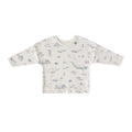 kids dropped shoulder long sleeve top life aquatic in blues pattern