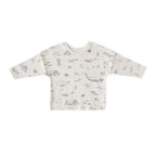 kids dropped shoulder long sleeve top life aquatic in blues pattern