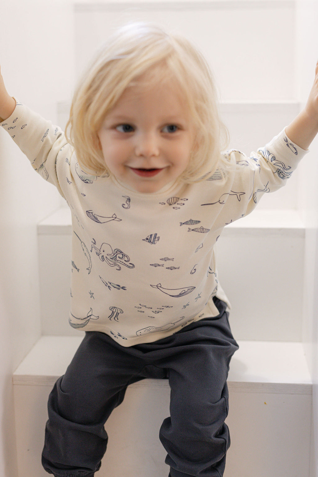 kids dropped shoulder long sleeve top life aquatic