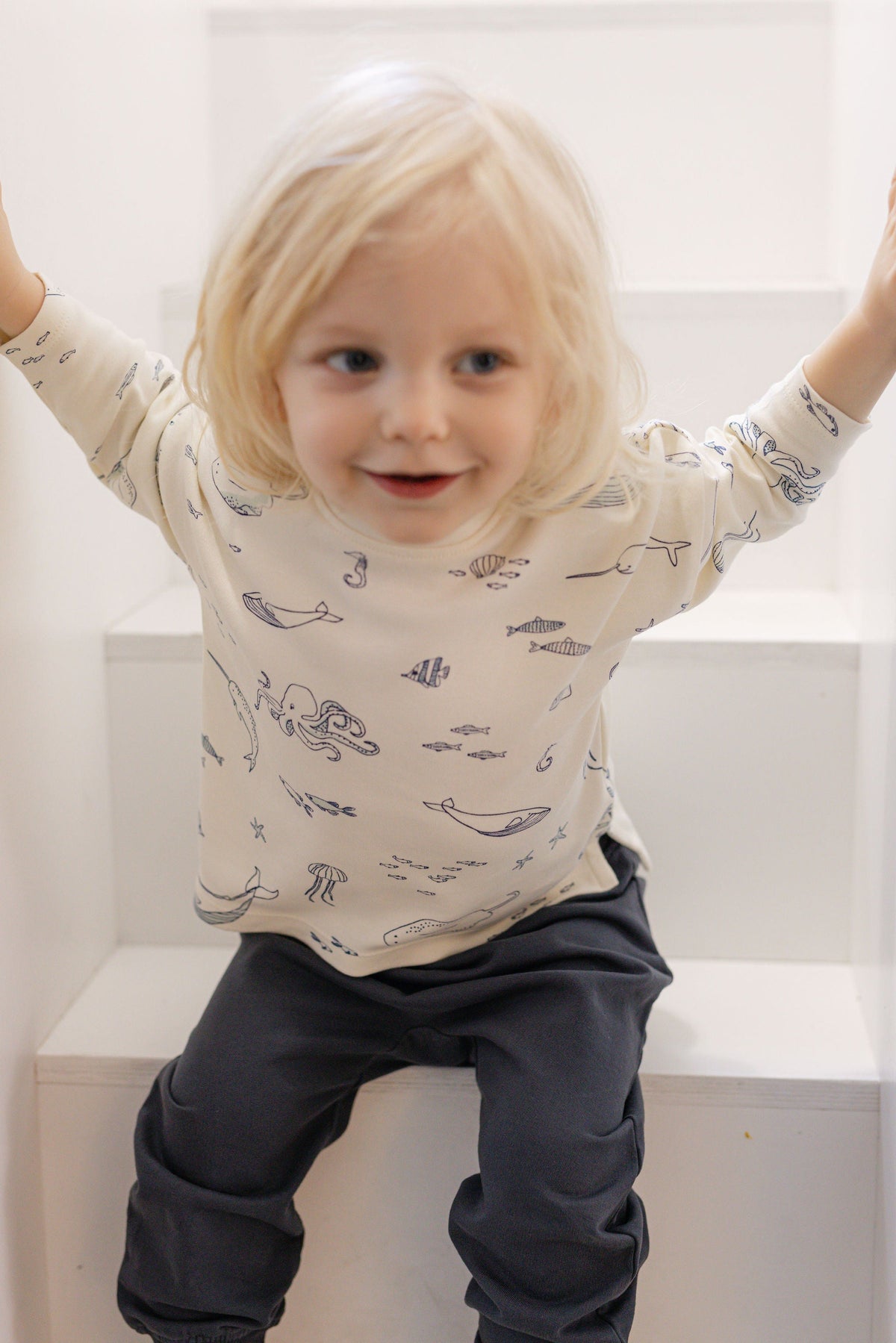 kids dropped shoulder long sleeve top life aquatic