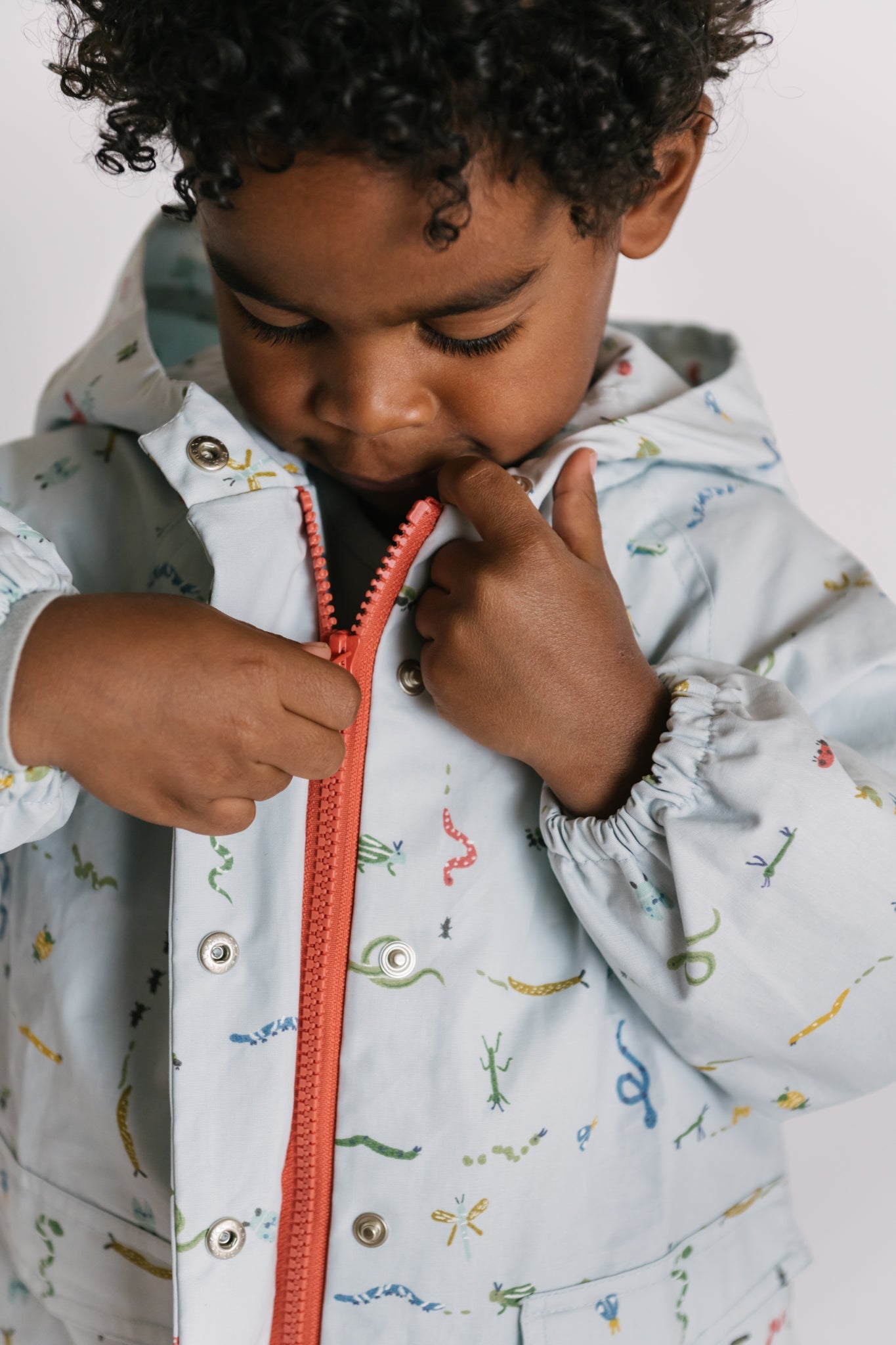 kids park jacket crawling critters blue