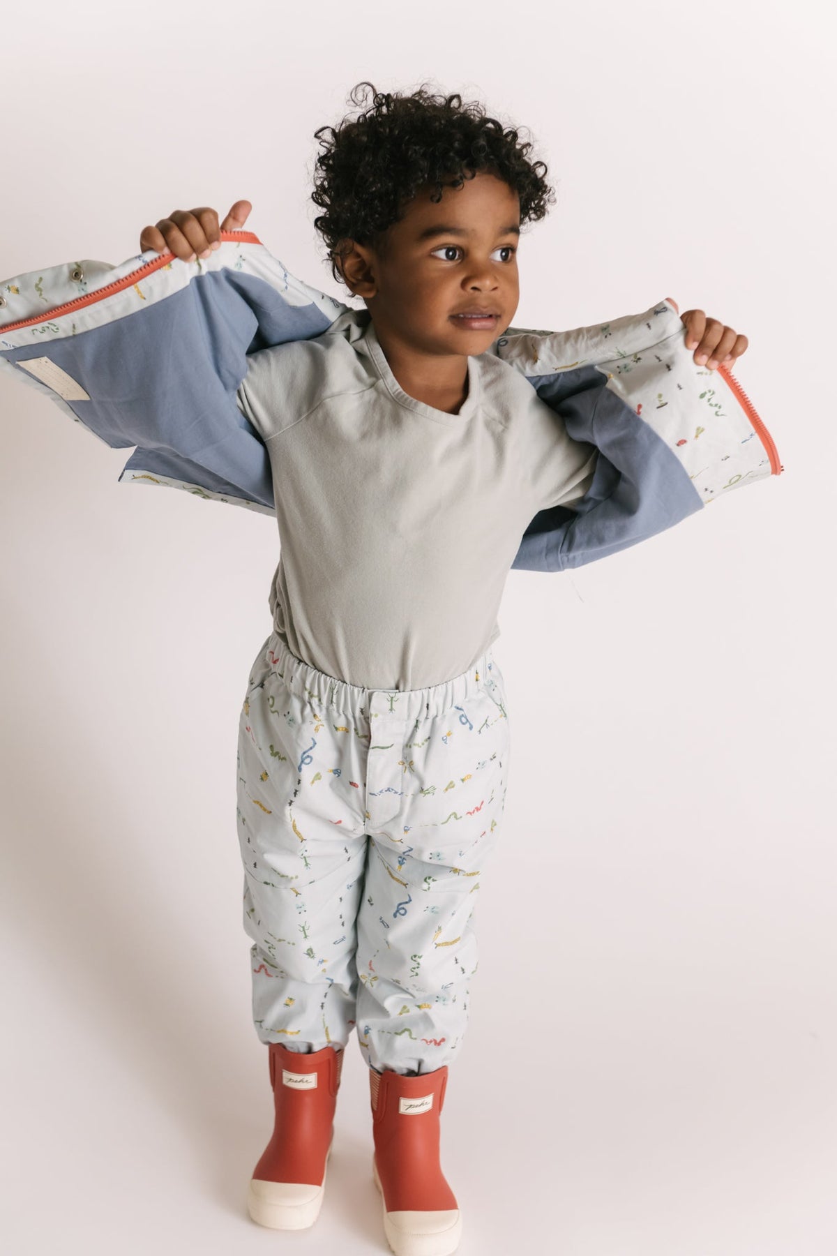 kids park jacket crawling critters blue