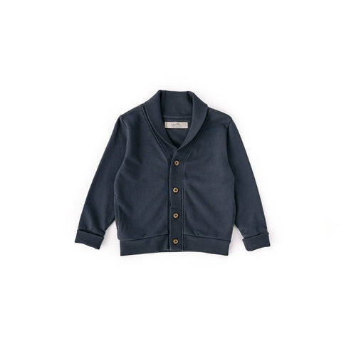 french terry shawl cardigan ink blue in blues pattern