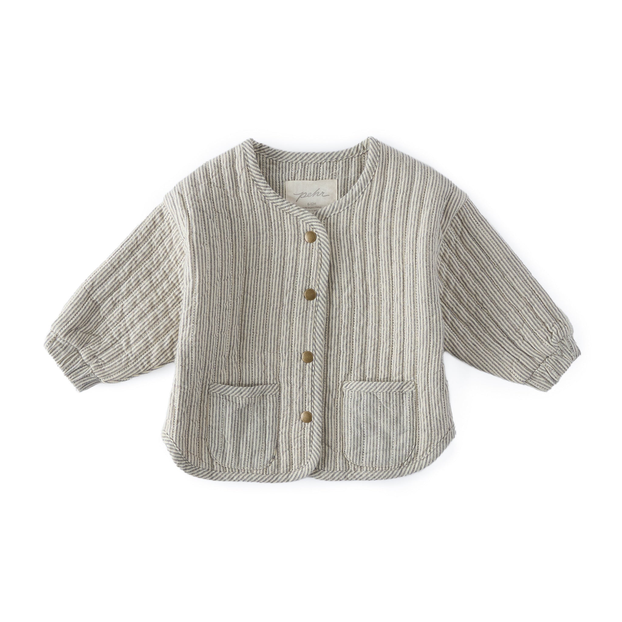 kids railroad quilted jacket stripe in neutrals pattern