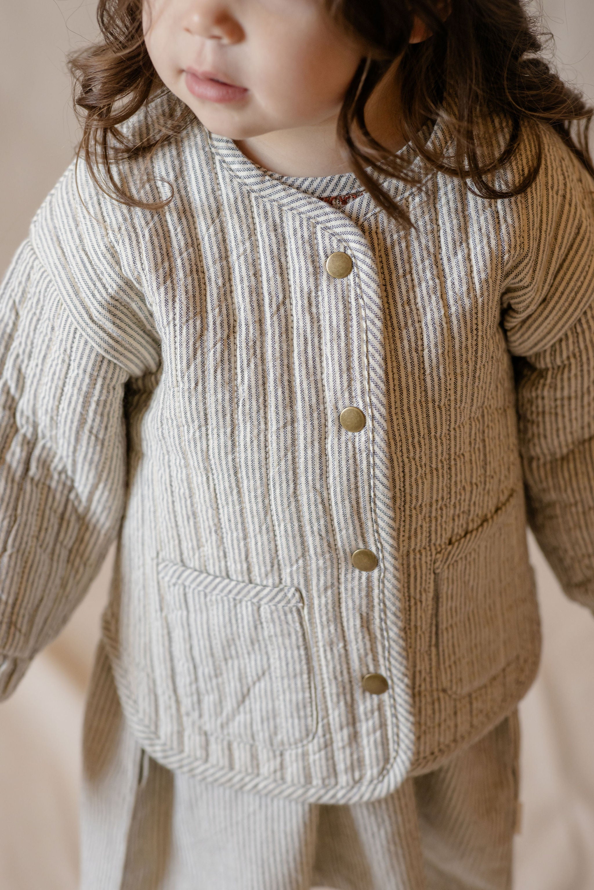 kids railroad quilted jacket stripe
